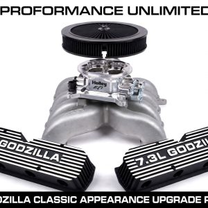 7.3 Godzilla 4 barrel intake with billet valve covers.